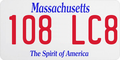 MA license plate 108LC8