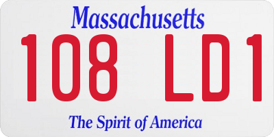 MA license plate 108LD1
