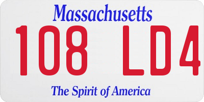MA license plate 108LD4