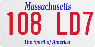 MA license plate 108LD7