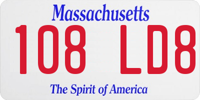 MA license plate 108LD8
