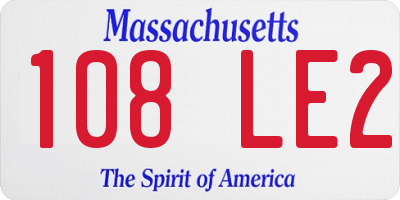MA license plate 108LE2