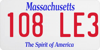 MA license plate 108LE3