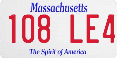 MA license plate 108LE4