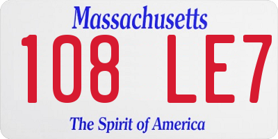 MA license plate 108LE7