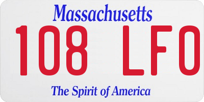 MA license plate 108LF0