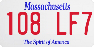 MA license plate 108LF7