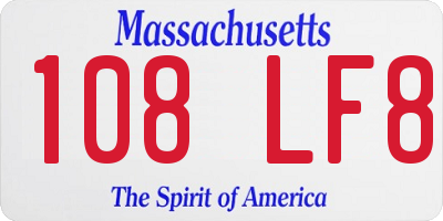 MA license plate 108LF8
