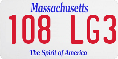 MA license plate 108LG3