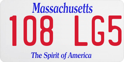 MA license plate 108LG5