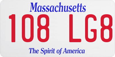 MA license plate 108LG8
