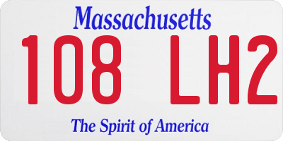 MA license plate 108LH2