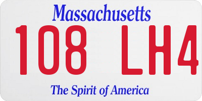 MA license plate 108LH4