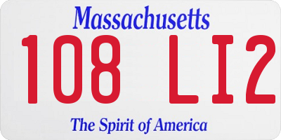 MA license plate 108LI2