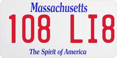 MA license plate 108LI8