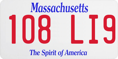 MA license plate 108LI9