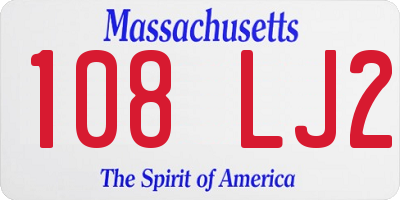 MA license plate 108LJ2