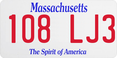 MA license plate 108LJ3
