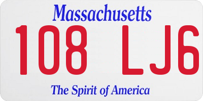 MA license plate 108LJ6