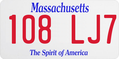 MA license plate 108LJ7