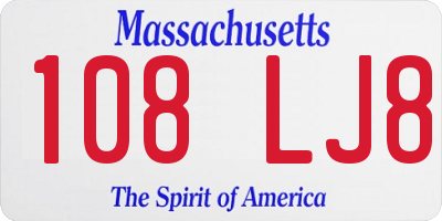 MA license plate 108LJ8