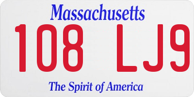 MA license plate 108LJ9