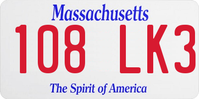 MA license plate 108LK3