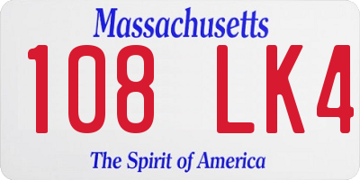 MA license plate 108LK4