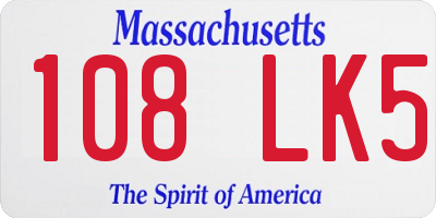 MA license plate 108LK5
