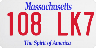 MA license plate 108LK7