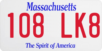 MA license plate 108LK8