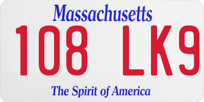 MA license plate 108LK9