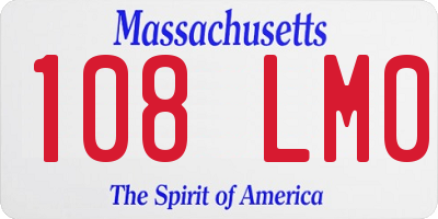 MA license plate 108LM0