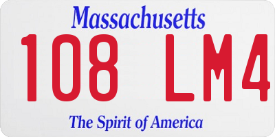 MA license plate 108LM4