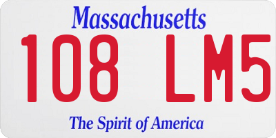 MA license plate 108LM5