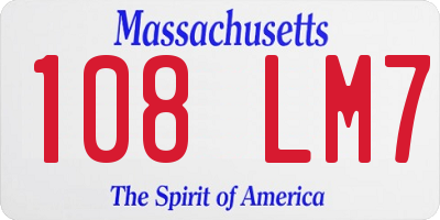 MA license plate 108LM7