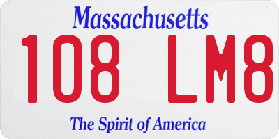 MA license plate 108LM8