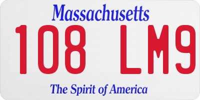 MA license plate 108LM9