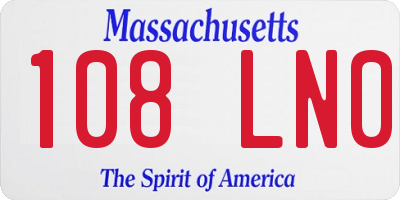 MA license plate 108LN0