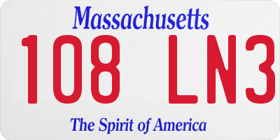 MA license plate 108LN3