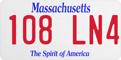 MA license plate 108LN4