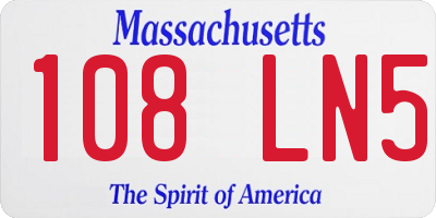MA license plate 108LN5
