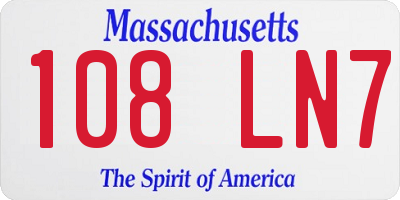 MA license plate 108LN7