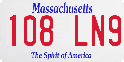 MA license plate 108LN9