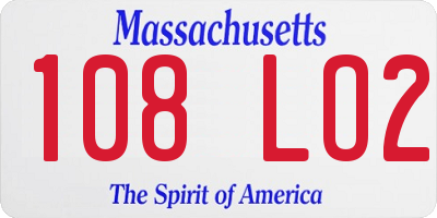 MA license plate 108LO2