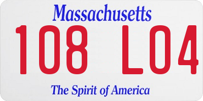 MA license plate 108LO4