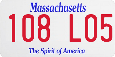 MA license plate 108LO5