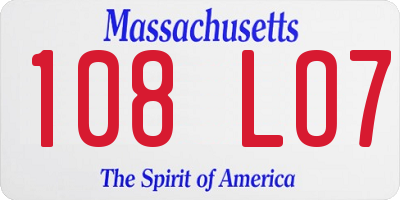 MA license plate 108LO7
