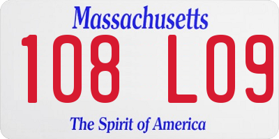 MA license plate 108LO9