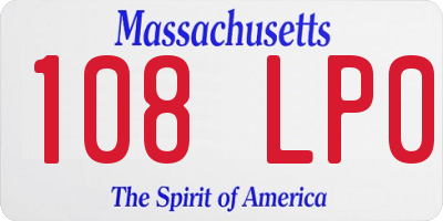 MA license plate 108LP0